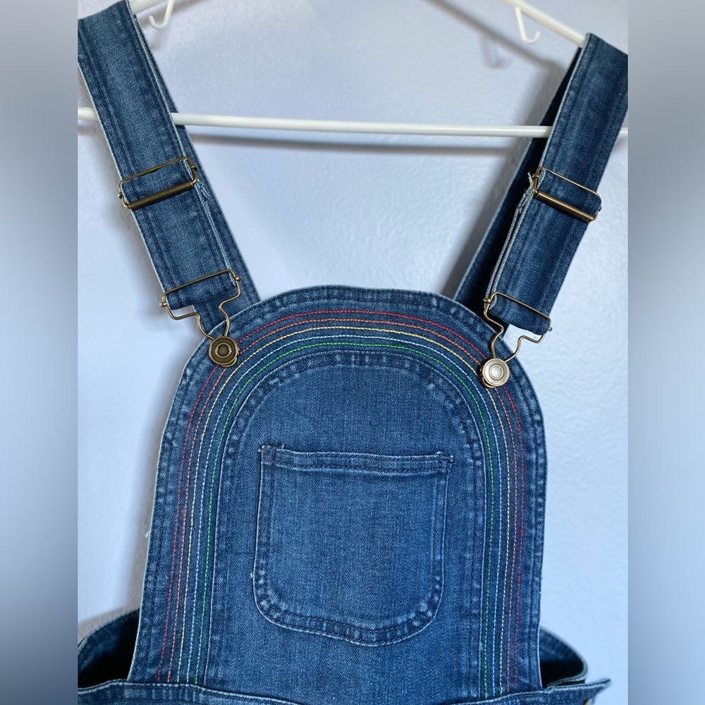 Excellent condition, Size 2, Denim with Rainbow detailing short-alls